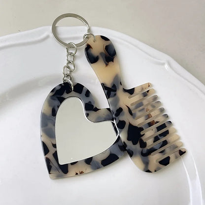 Zonyin Customized Personalized Glitter Sequin Car Keychain Bag Love Mini Acetate Makeup Mirror Heart DIY Car Hanging Accessories