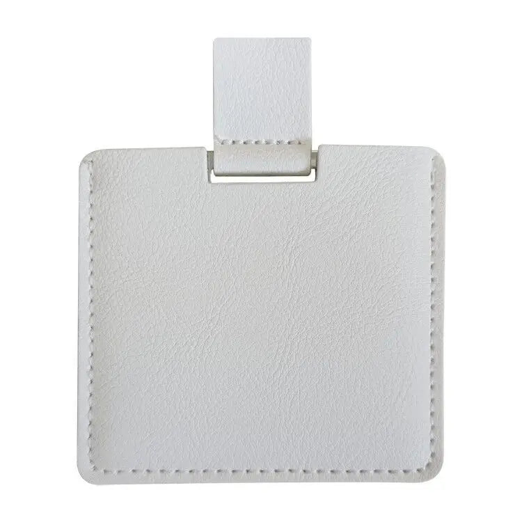 Zonyin High Quality Pink Square Shape Pocket Mirror Engraved Logo Small Pu Leather Metal Travel Cosmetic Makeup Mirror for Women