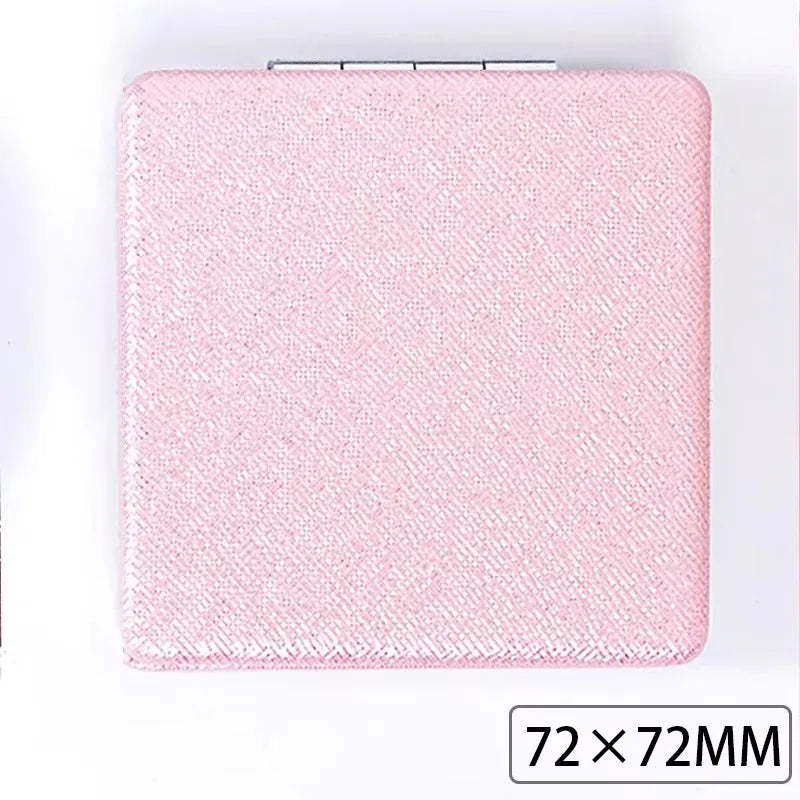 Zonyin Cute Portable Round PU Leather Folding Mirror Shiny Heart Shape 2X Double Sided Pu Pocket Makeup Mirror with Custom Logo