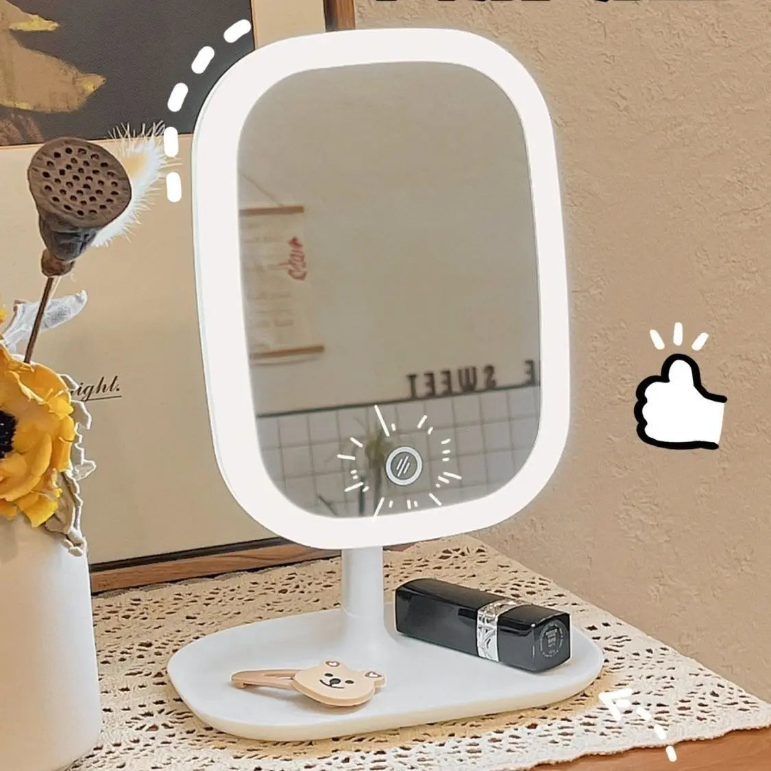 Zonyin LED Lighted Makeup Mirror Desktop Vanity Mirror with Light Portable Cosmetic Mirror for Dorm Student Travel Wholesale