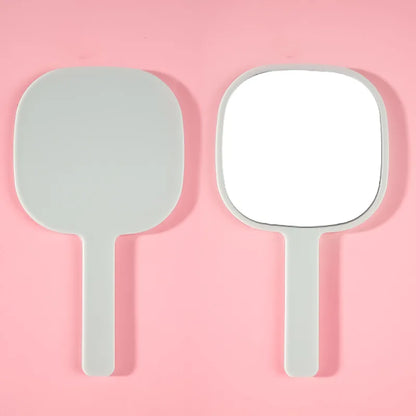 Zonyin Custom Logo Plastic Square Salon Barber Makeup Mirrors Portable Private Label Handheld Mirror With Handle