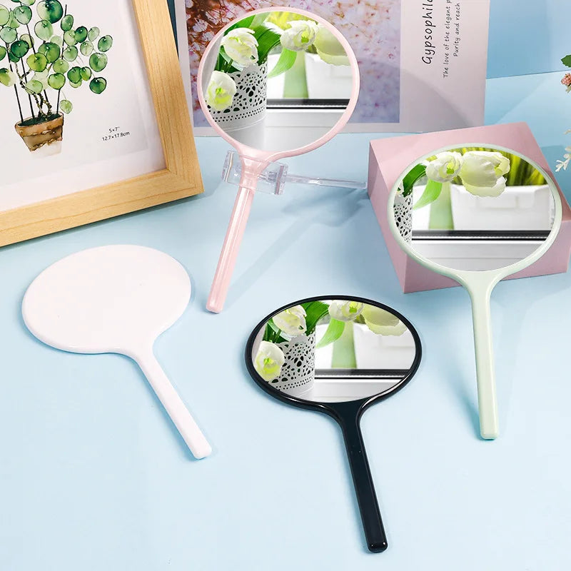 Zonyin Custom Logo Small Handheld Makeup Mirror ABS Plastic Handle Compact Cosmetic Mirror for Women Personalization Feature