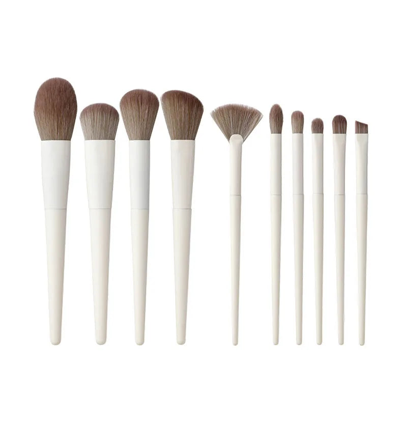 Zonyin 10 Pcs Factory High Quality Custom Logo Plastic Portable Travel Cosmetic Makeup Brush Kits Makeup Brushes Set