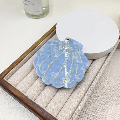 Zonyin Eco-Friendly Acetate Portable Travel Cosmetic Mirror Custom Logo Shell-Shaped Makeup Mirror for Girls Personalized