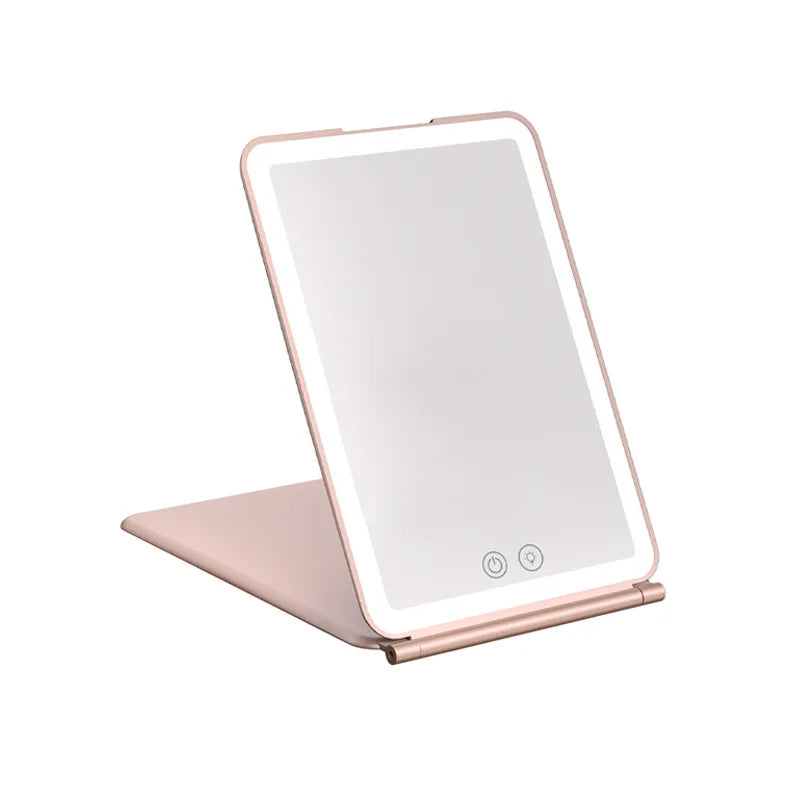 Zonyin High Quality Portable Travel Ladies 3X/10X Magnifying Makeup Mirror Rectangle Folding Cosmetic Mirror with LED Light