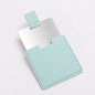 Zonyin Promotion Gift Cheap Square Shaped Pu Leather Small Mirror No Break Stainless Steel Metal Pocket Mirror with Custom Logo