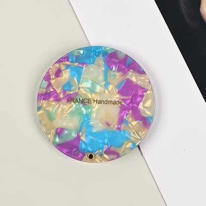 Zonyin Vintage Round Acetate Makeup Mirror Foldable Handheld Mirror Compact Small Circular Pocket Cosmetic Mirror for Purse