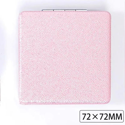 Zonyin Cute Portable Round PU Leather Folding Mirror Shiny Heart Shape 2X Double Sided Pu Pocket Makeup Mirror with Custom Logo
