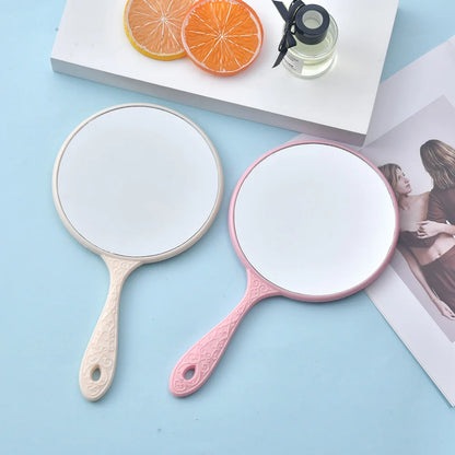 Zonyin Wholesale Luxury Handheld Vintage Round Mirror Custom Logo Plastic Silver Plating Makeup Mirror with Handle for Wedding