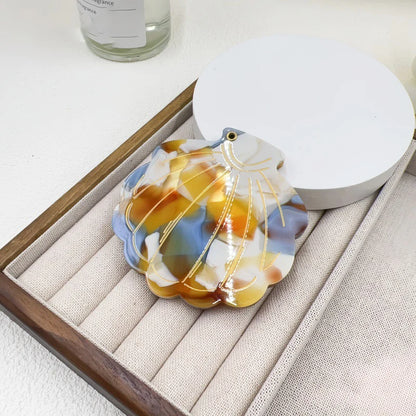 Zonyin Eco-Friendly Acetate Portable Travel Cosmetic Mirror Custom Logo Shell-Shaped Makeup Mirror for Girls Personalized
