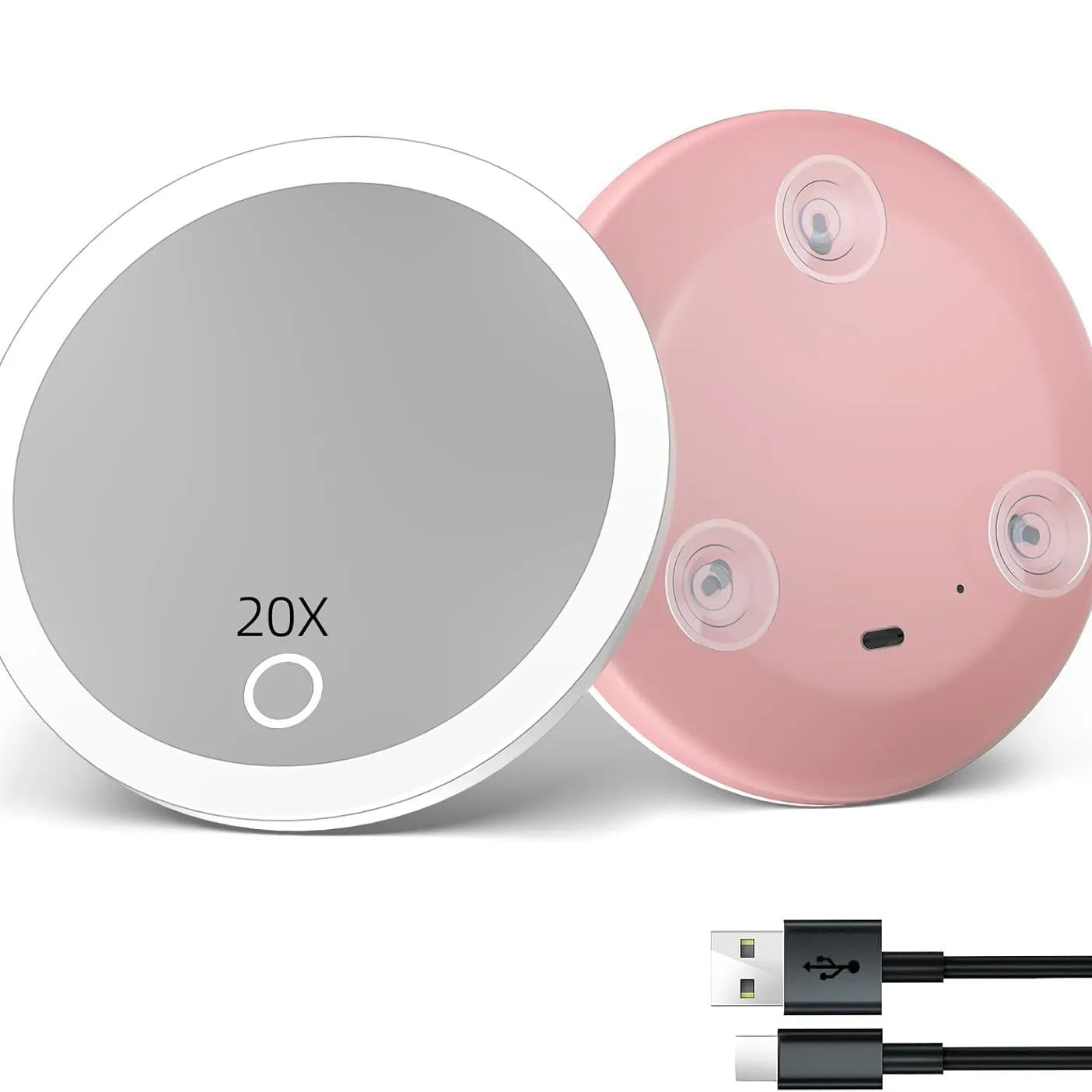 Zonyin Single Side 5X/10X Magnifying LED Light Round Cosmetic Mirror with 3 Suction Cups Personalized Wall Mounted Foldable