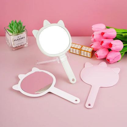 Zonyin Promotion Wholesale Custom Logo Handle Hand Cosmetic Mirror Cartoon Plastic Pocket Mirror Handheld Vanity Makeup Mirror