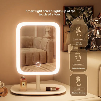 Zonyin LED Lighted Makeup Mirror Desktop Vanity Mirror with Light Portable Cosmetic Mirror for Dorm Student Travel Wholesale