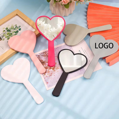 Zonyin Wholesale Custom Logo Large Black Heart Shaped Mirror Personalized Single Sided Pocket Hand Held Makeup Mirror for Women