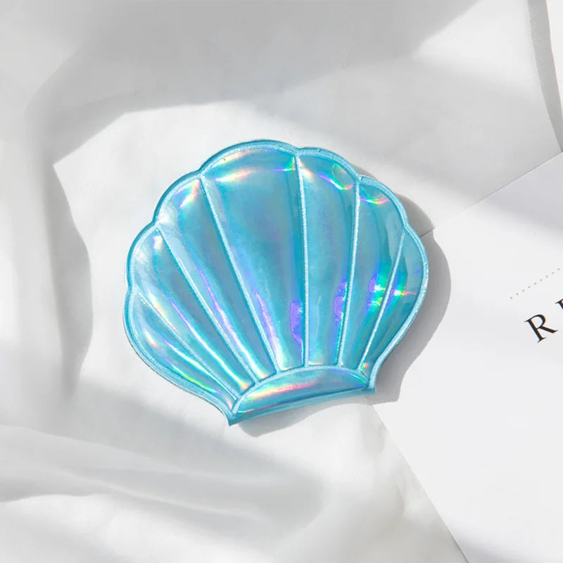 Zonyin Trendy Shell-Shaped Folding Double Sided Magnifying Travel Wholesale Beauty Cosmetic Mini Compact Pocket Mirror for Women