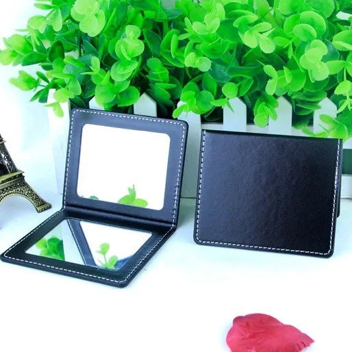 Zonyin Wholesale square PU Leather Makeup Mirror Portable Crocodile Skin Compact Pocket Mirror Cosmetic Travel Mirror for Girl