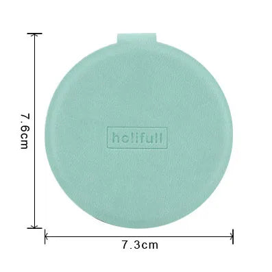 Zonyin Round Pink Pu Leather Case Small Pocket Mirror Embossed Logo Folding Unbreakable HD Metal Standing Mirror for Women