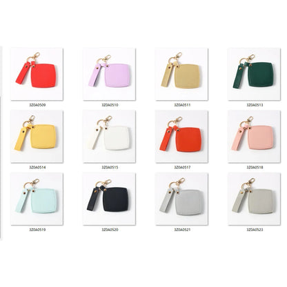 Zonyin New Custom Logo Rotatable Square Makeup Mirror Pu Leather Pocket Mirror Compact Cosmetic Travel Mirror With Keychain