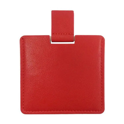 Zonyin High Quality Pink Square Shape Pocket Mirror Engraved Logo Small Pu Leather Metal Travel Cosmetic Makeup Mirror for Women