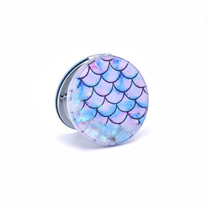 Zonyin New Portable Small Round Quicksand Glitter Mirror HD Compact Makeup Mirror Gift