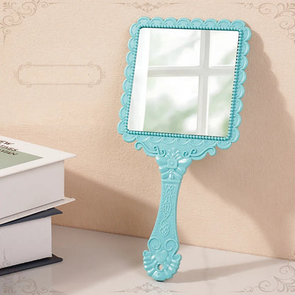 Zonyin Wholesale European Princess Vintage Oval Hand Held Cosmetic Mirror Handheld Retro Compact Makeup Mirror for Wedding