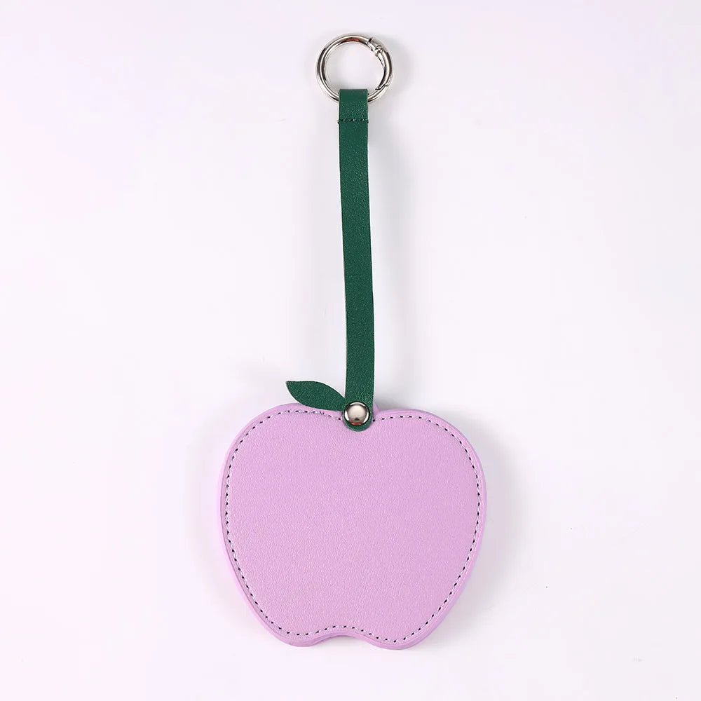 Zonyin Christmas Apple Design Baby Pink Pocket Makeup Mirror Customized Private Logo Small Mirror with Hanging Rope and Key Ring