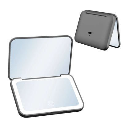 Zonyin Custom Logo Double-Side Handheld Makeup Mirror with Lights Travel Compact Portable Folding LED Rechargeable Square Mirror