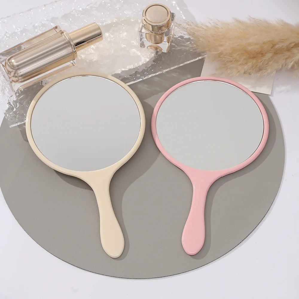Zonyin New Arrival Large Size Round Handheld Makeup Mirror 16*27cm Plastic Travel Mirror  with Custom Logo for Hair Salon
