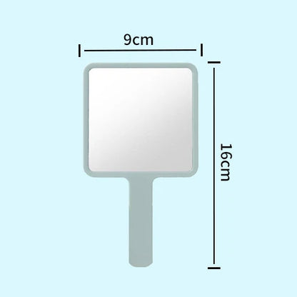 Zonyin Compact ABS Plastic Handheld Mirror Large Square Single-Sided Vanity Cosmetic Mirror Personalized Cute Small Handle
