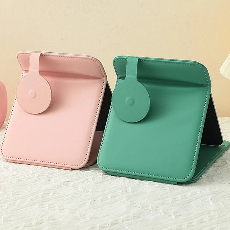 Zonyin High Quality Foldable Pu Leather Makeup Mirror Custom Logo Outdoor Portable Travel Mirror with 10X Magnifying Mirror