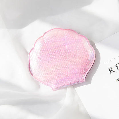 Zonyin Trendy Shell-Shaped Folding Double Sided Magnifying Travel Wholesale Beauty Cosmetic Mini Compact Pocket Mirror for Women