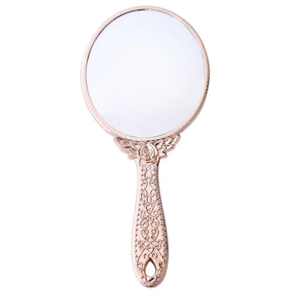 Zonyin Wholesale Plastic Handheld Makeup Mirror Oval Retro Travel Cosmetic Mirror with Portable Hand Held Mirror for Women Girls