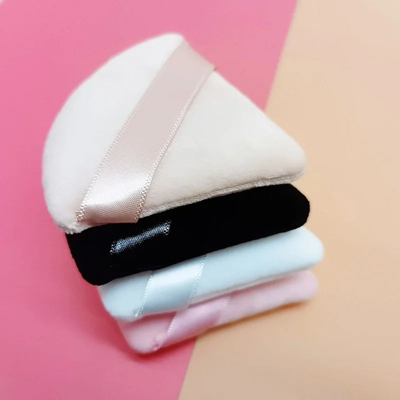 Zonyin Multi-Colored Black White Pink Velvet Triangle Poder Puff Makeup Tools Super Soft Velour Cosmetic Puff With Custom Logo