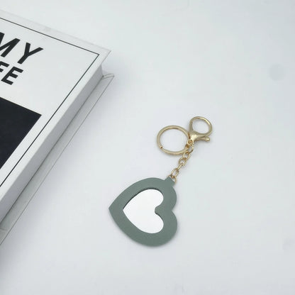 Zonyin PU Leather Makeup Mirror Key Chain Custom Logo Blank Promotional Gifts Portable Pocket Mirror Heart Mirror Keychain Bulk