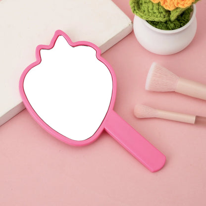 Zonyin New Arrival Strawberry Shape Customized Portable Mini Handheld Plastic Cosmetic Makeup Mirror for Children Girls
