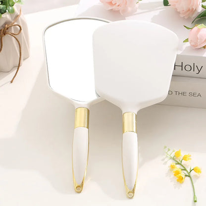 Zonyin Promotion Retro Plastic Round Handheld Cosmetic Mirror Custom Private Label Portable Square Makeup Mirror with Handle