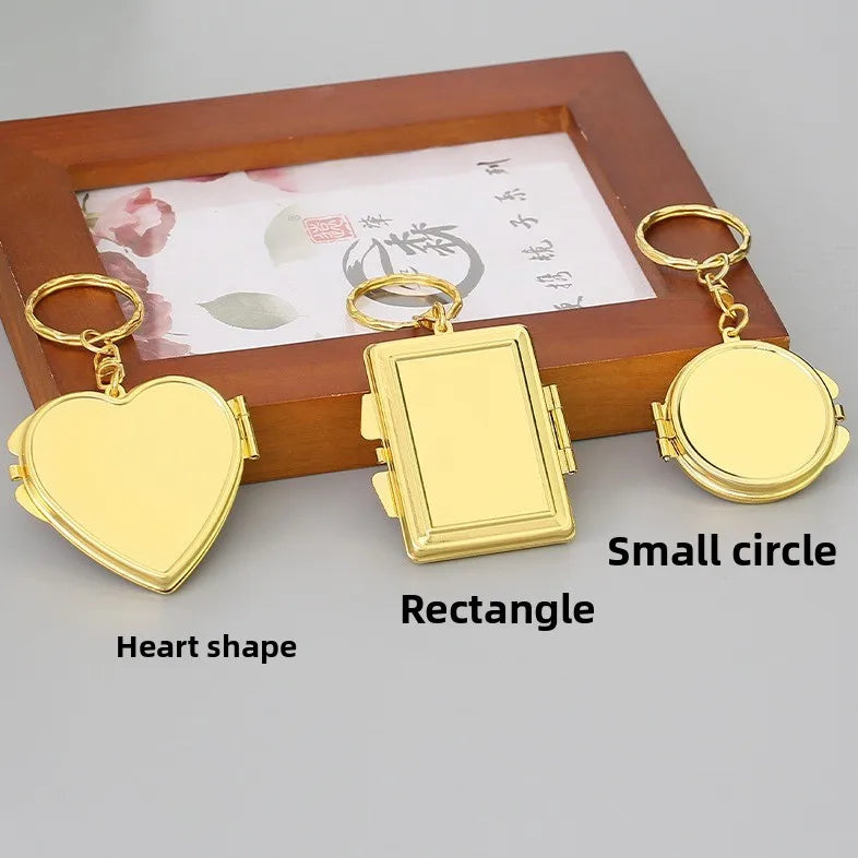 Zonyin Metal Keychain Mirror Creative Double Sided Folding Pocket Mirror Mini Gift Cosmetic Mirror with Ring for DIY Crafts