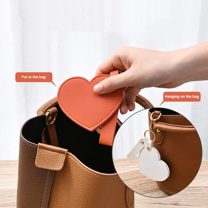 Zonyin Valentine's Day Gift Heart Shaped Makeup Keychain Mirror Pu Leather HD Glass Custom Travel Pocket Mirrors for Women Girls