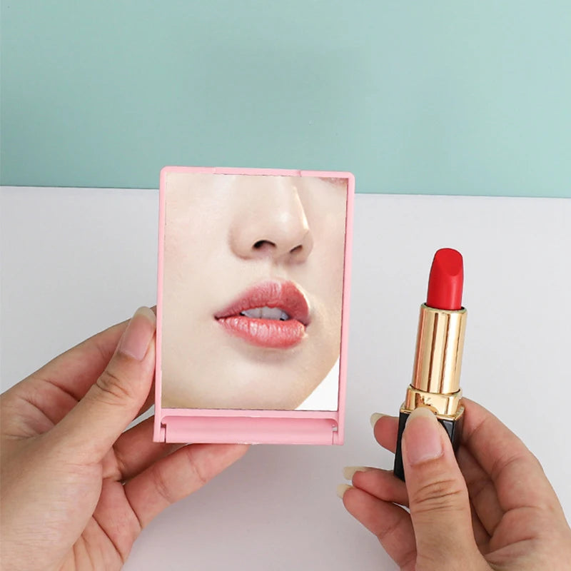 Zonyin High Quality Black Rectangle Folding Compact Travel Makeup Mirror Customizable Plastic Foldable Desktop Mirror for Women