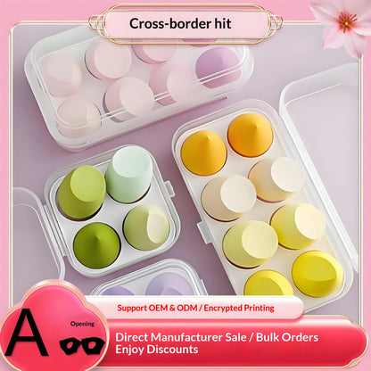 Zonyin Dry and Wet Dual-purpose Makeup Egg Puff, Makeup Egg Sponge Ball, Super Soft, 4-pack Makeup Egg Cover Box