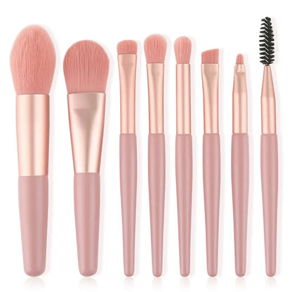 Zonyin 8pcs Travel Makeup Brushes Private Label High Quality Synthetic Mini Small Vegan Makeup Brush Set With Pu Bag