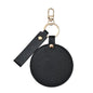 Zonyin LOW MOQ Customized Logo Round Pocket Cosmetic Mirror Pu Leather Portable Small Compact Makeup Mirror with Keychain