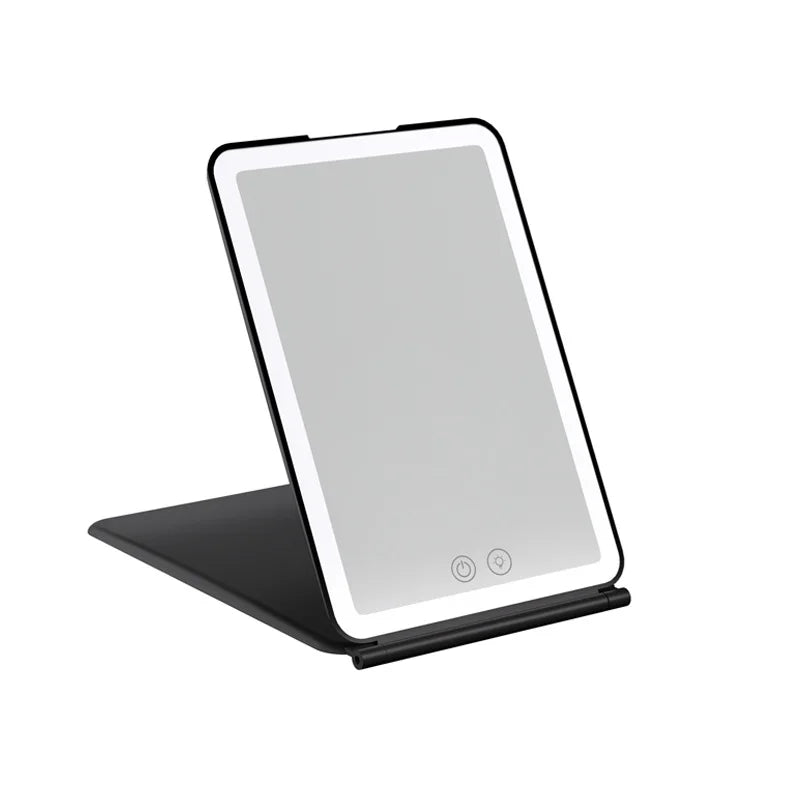 Zonyin High Quality Portable Travel Ladies 3X/10X Magnifying Makeup Mirror Rectangle Folding Cosmetic Mirror with LED Light