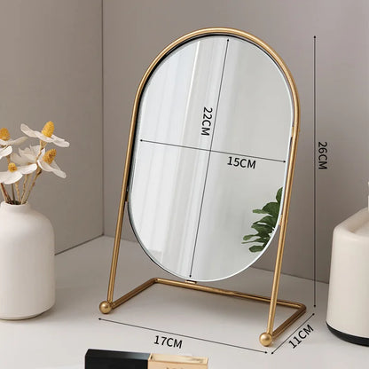 Zonyin Desktop Oval Rotating 360 Makeup Mirror Ins Style Dressing Table Mirror High Aesthetic Bedroom Vanity Mirror
