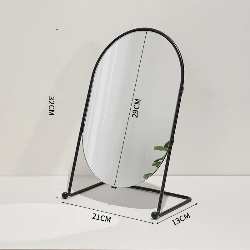 Zonyin Desktop Oval Rotating 360 Makeup Mirror Ins Style Dressing Table Mirror High Aesthetic Bedroom Vanity Mirror