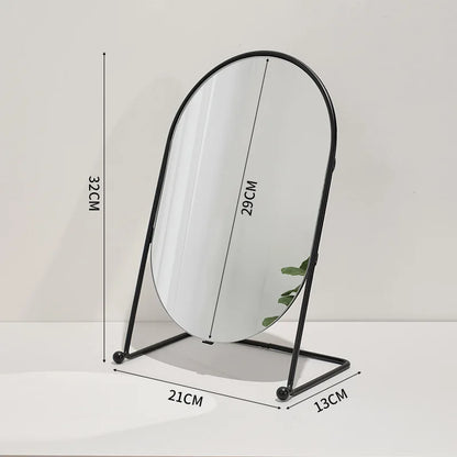 Zonyin Desktop Oval Rotating 360 Makeup Mirror Ins Style Dressing Table Mirror High Aesthetic Bedroom Vanity Mirror