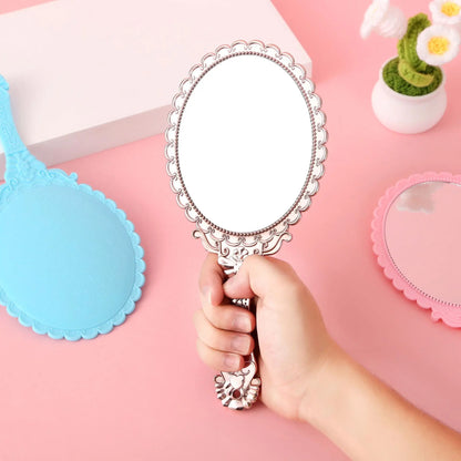 Zonyin Gold Vintage Handheld Makeup Mirror Goldplated Plastic Hand Personalized Portable Cosmetic Vanity Mirror for Wedding