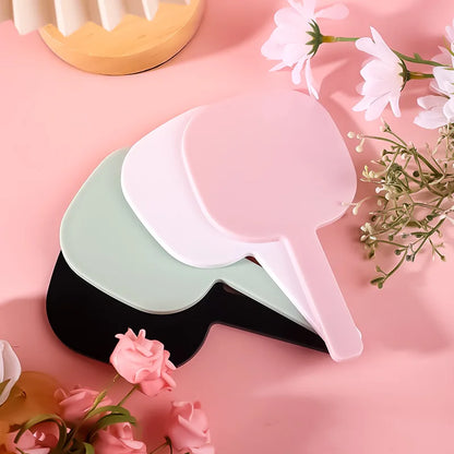 Zonyin Custom Logo Plastic Square Salon Barber Makeup Mirrors Portable Private Label Handheld Mirror With Handle