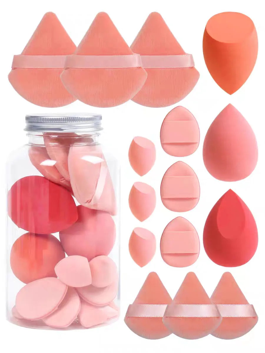 15-piece Mini Triangle Finger Makeup Puff Flocking Air Cushion Makeup Sponge Set Combination Beauty Soft Feature Blending Makeup