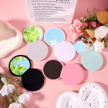 Zonyin Custom logo Plastic Round Sliding Cover Design  Pocket Mirror Wholesale Cheap Portable Pink Small Hand Mirror for Travel